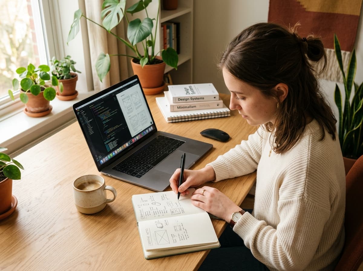 Designer working at a desk — representing our hands-on delivery process